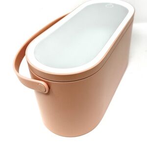 Travel Makeup Organizer Box with Touch LED Mirror, Pink Portable Makeup Case